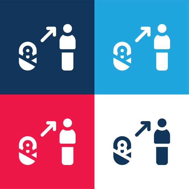 Benefit blue and red four color minimal icon set - Vector, Image
