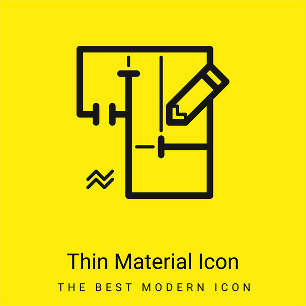 Blueprint minimal bright yellow material icon - Vector, Image