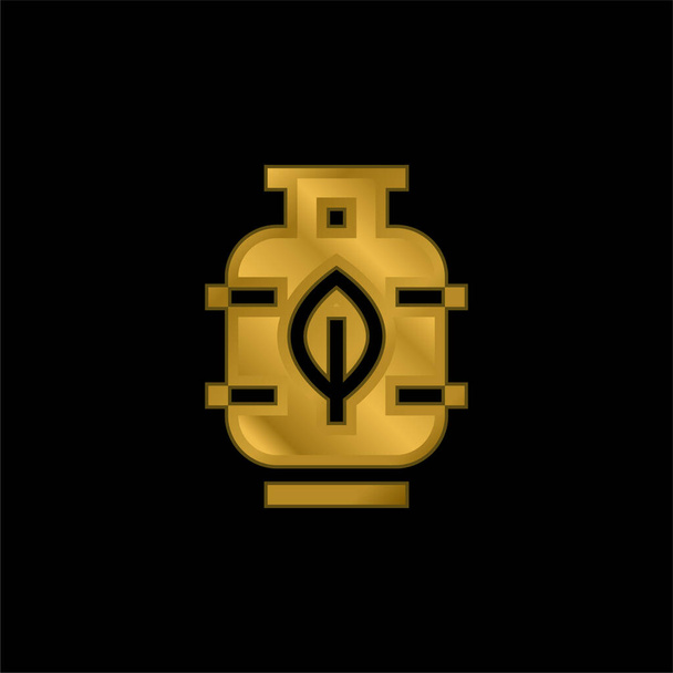 Wektor metalicznej ikony lub logo biogazu pokrytego złotem - Wektor, obraz