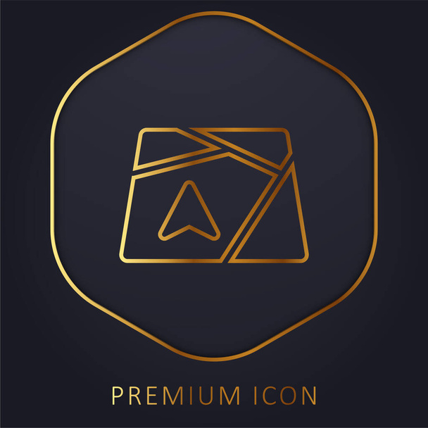 Flecha en el mapa de línea dorada logotipo premium o icono - Vector, Imagen