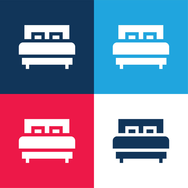Letto blu e rosso set icona minimale quattro colori - Vettoriali, immagini