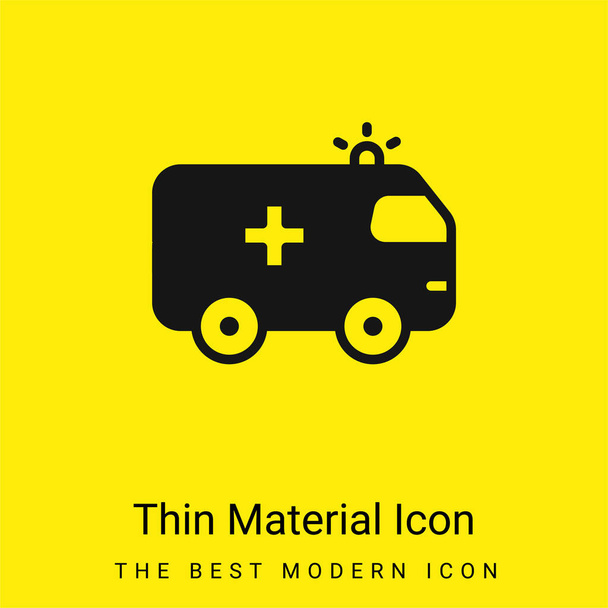 Ambulancia mínima icono de material amarillo brillante - Vector, Imagen