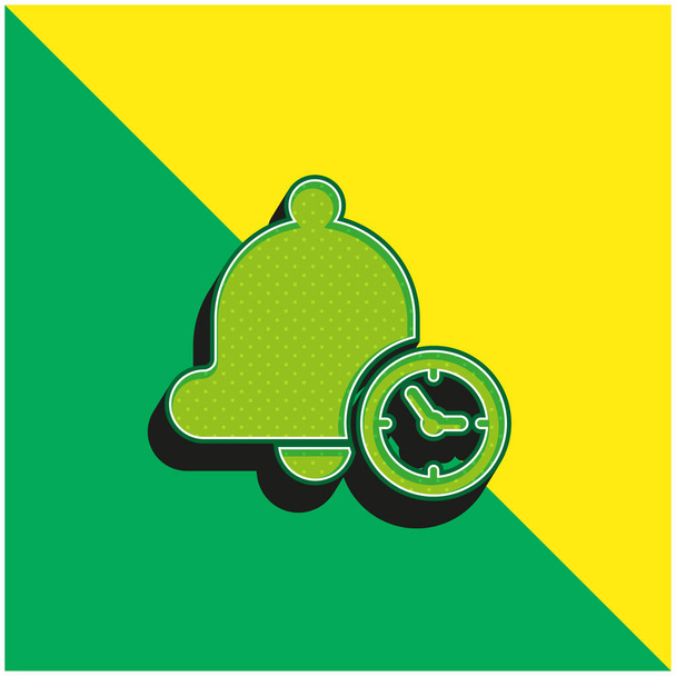 アラームグリーンと黄色の現代的な3Dベクトルアイコンのロゴ - ベクター画像