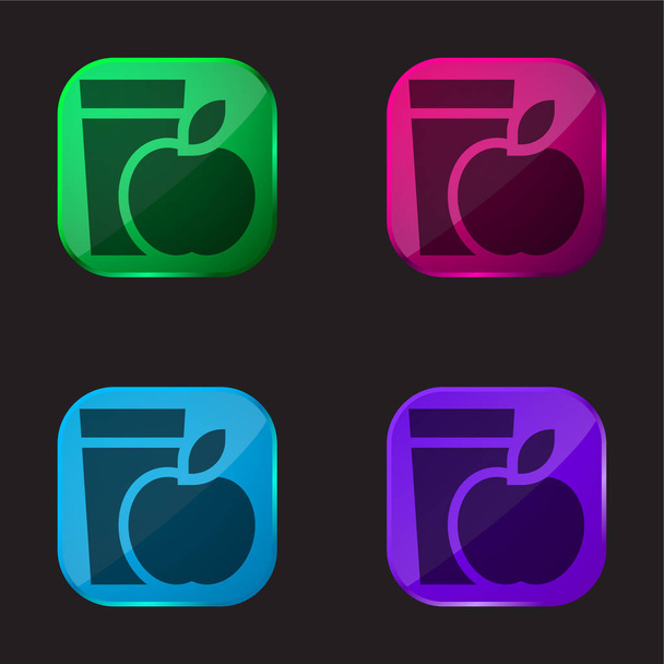 Ontbijt vier kleuren glazen knop pictogram - Vector, afbeelding