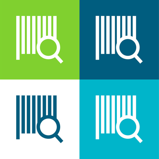 Bars Code Search Lapos négy szín minimális ikon készlet - Vektor, kép