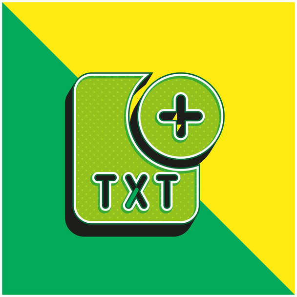 Ajoutez le logo d'icône vectorielle 3d moderne vert et jaune - Vecteur, image