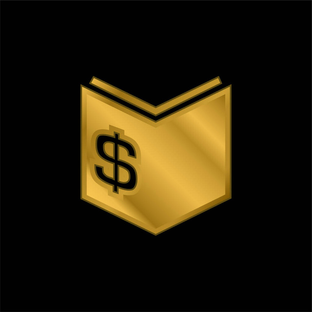 Libro di Economia Con Dollaro Denaro segno oro placcato icona metallica o logo vettoriale - Vettoriali, immagini