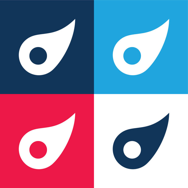 Aszteroid kék és piros négy szín minimális ikon készlet - Vektor, kép