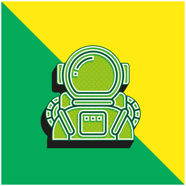 Astronauta verde y amarillo moderno vector 3d icono del logotipo - Vector, Imagen