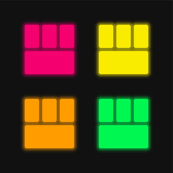 Нижній перегляд чотири кольори, що світяться неоном Векторна піктограма
 - Вектор, зображення