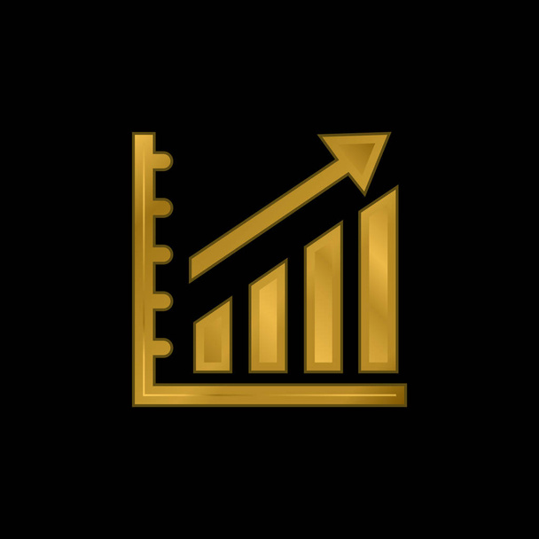 Estatísticas ascendentes Ícone metálico banhado a ouro gráfico ou vetor de logotipo - Vetor, Imagem