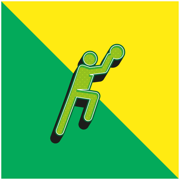 Μπάσκετ Player Πράσινο και κίτρινο σύγχρονο 3d διάνυσμα εικονίδιο λογότυπο - Διάνυσμα, εικόνα