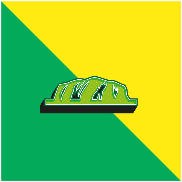 Logo moderne vectoriel 3D Ayers Rock Vert et jaune - Vecteur, image