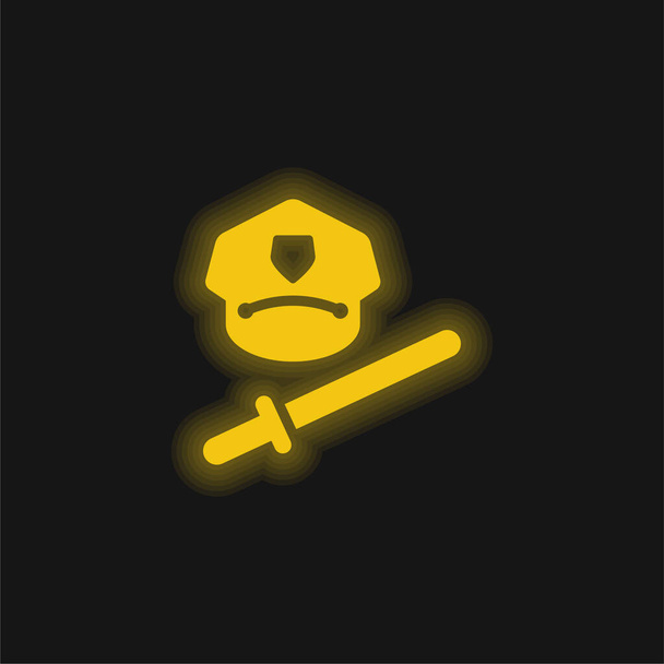Батон жовта сяюча неонова іконка
 - Вектор, зображення