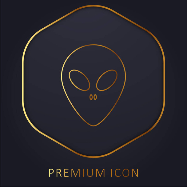 Alien Face Złota linia logo premium lub ikona - Wektor, obraz