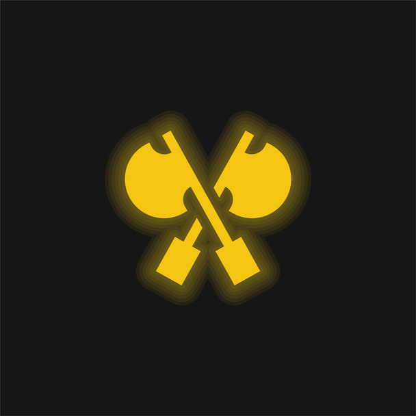 Fejsze sárga izzó neon ikon - Vektor, kép