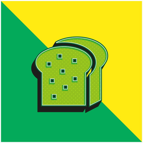 Pão verde e amarelo moderno logotipo vetor 3d ícone - Vetor, Imagem