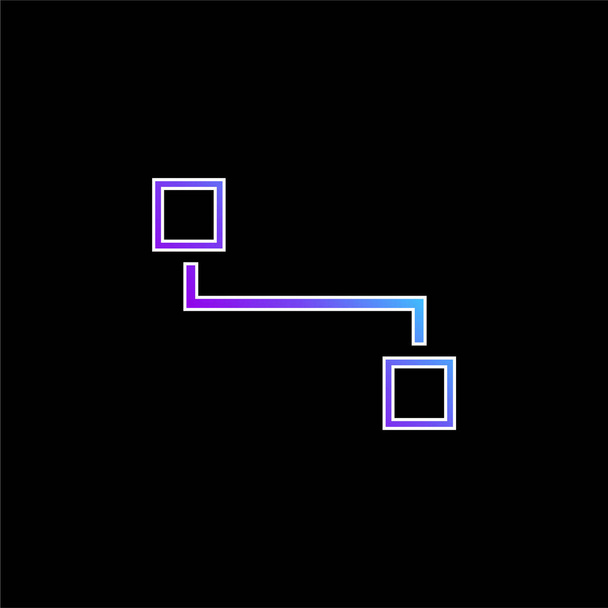 Bloková schémata dvou čtverců nastiňuje modrou ikonu přechodu - Vektor, obrázek