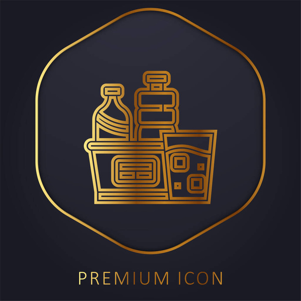 Beverages golden line premium logo or icon - Vector, Image