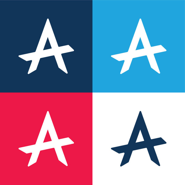 Anarquía azul y rojo conjunto de iconos mínimo de cuatro colores - Vector, Imagen