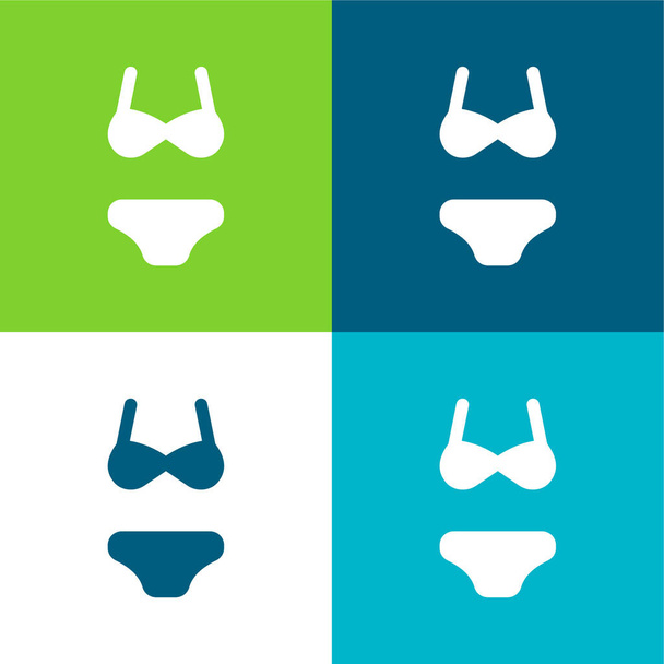 Bikini Flat quatro cores conjunto de ícones mínimos - Vetor, Imagem