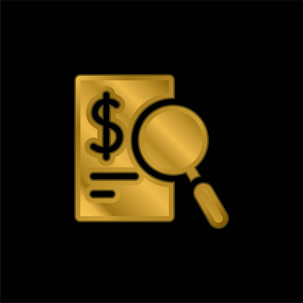 Auditoría chapado en oro icono metálico o logo vector - Vector, imagen