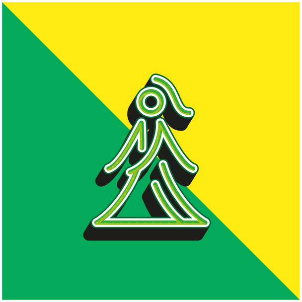 Panna młoda z sukienką Zielony i żółty nowoczesny ikona wektora 3D logo - Wektor, obraz