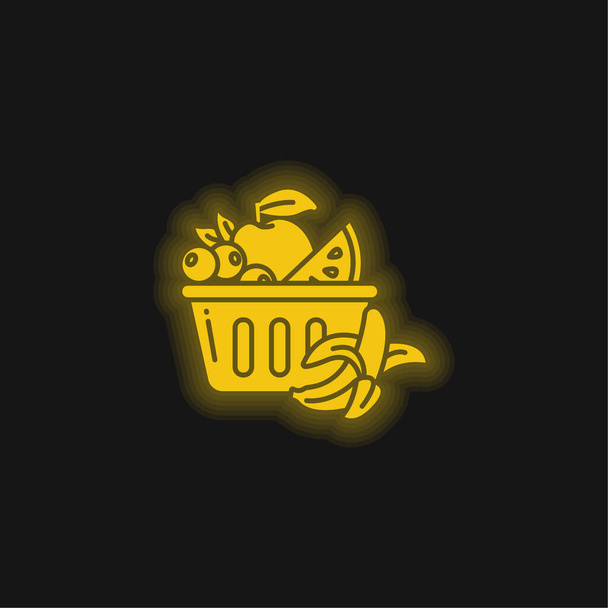 Sepet sarısı parlak neon simgesi - Vektör, Görsel