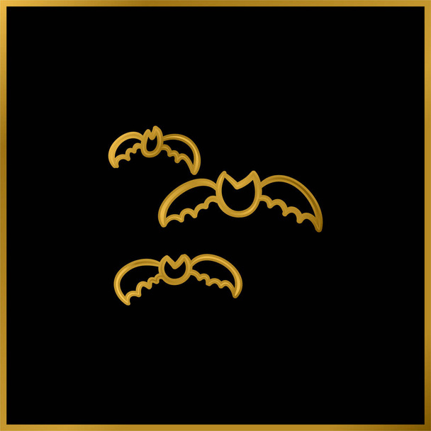 Bats Group Περίγραμμα επιχρυσωμένο μέταλλο εικονίδιο ή το λογότυπο διάνυσμα - Διάνυσμα, εικόνα