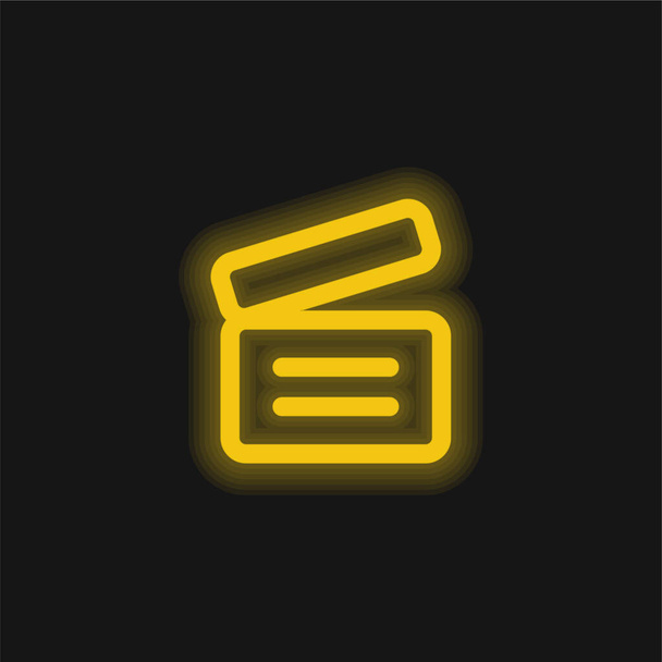 Archívum vázolt doboz szöveges vonalak sárga izzó neon ikon - Vektor, kép