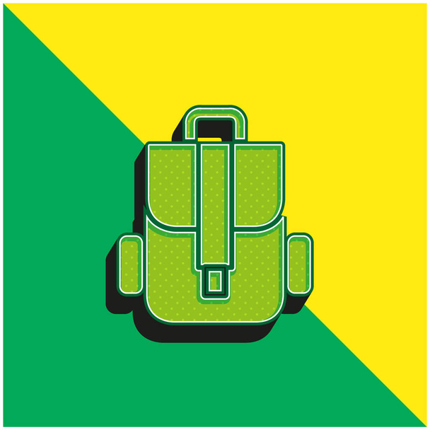 Rugzak Groen en geel modern 3D vector pictogram logo - Vector, afbeelding