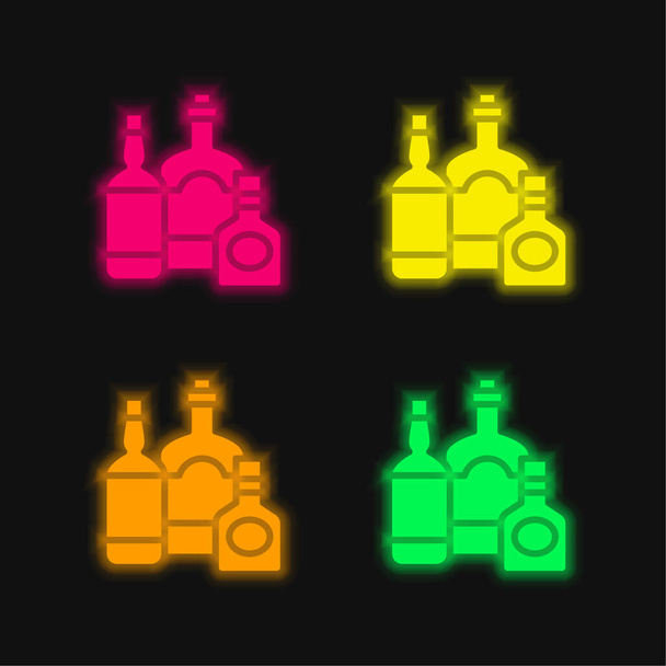 Pullot neljä väriä hehkuva neon vektori kuvake - Vektori, kuva