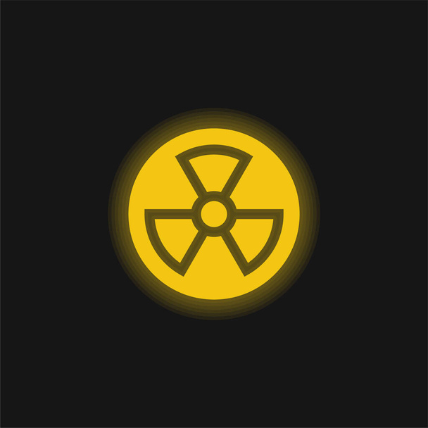 Atomowa żółta świecąca ikona neonu - Wektor, obraz