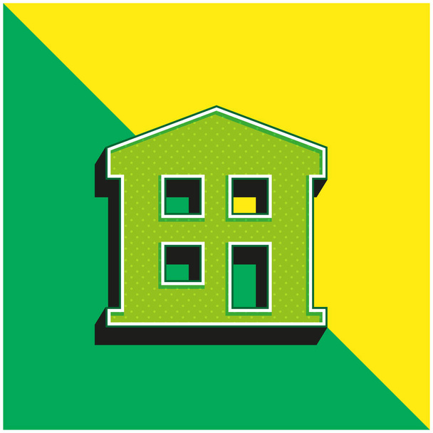 Apartmán Zelená a žlutá moderní 3D vektorové ikony logo - Vektor, obrázek