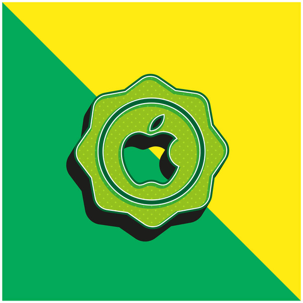 アップルレトロバッジ緑と黄色の現代的な3Dベクトルアイコンのロゴ - ベクター画像