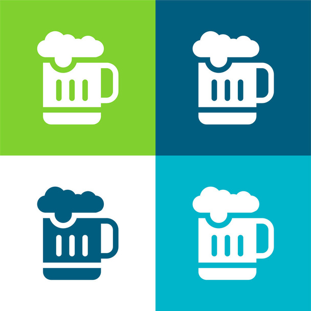 Cerveja Flat quatro cores conjunto de ícones mínimos - Vetor, Imagem