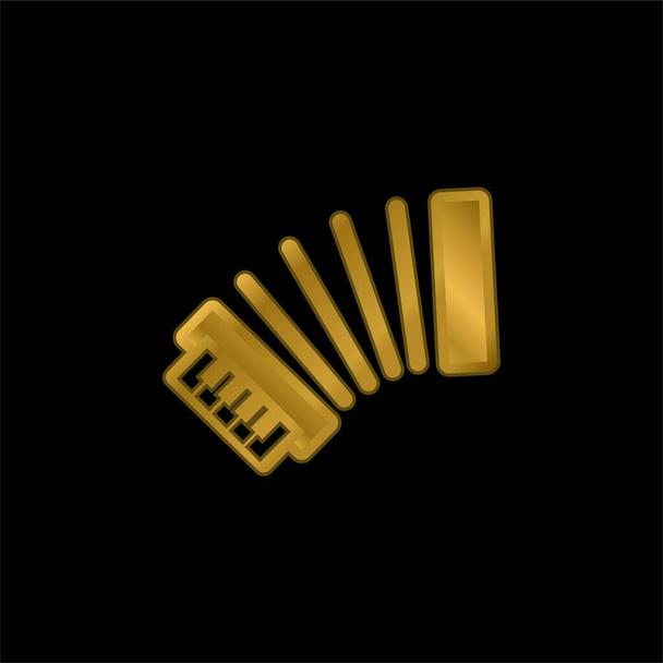 Harmonika Oldalnézet aranyozott fém ikon vagy logó vektor - Vektor, kép