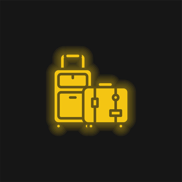 Tašky žlutá zářící neonová ikona - Vektor, obrázek