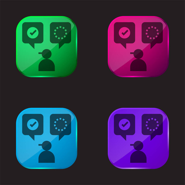 Accepter quatre icône de bouton en verre de couleur - Vecteur, image