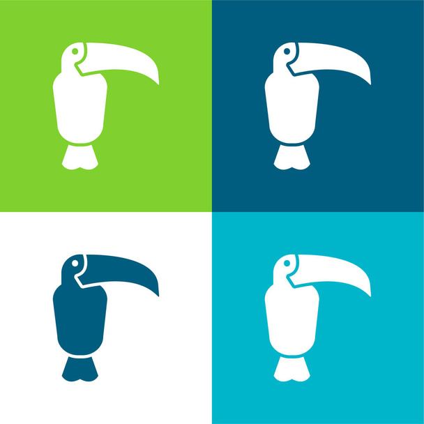 Set di icone minimali a quattro colori Animal Flat - Vettoriali, immagini