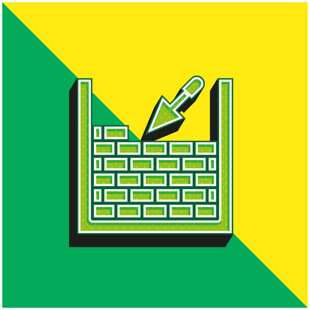 レンガ緑と黄色の現代的な3Dベクトルのアイコンのロゴ - ベクター画像