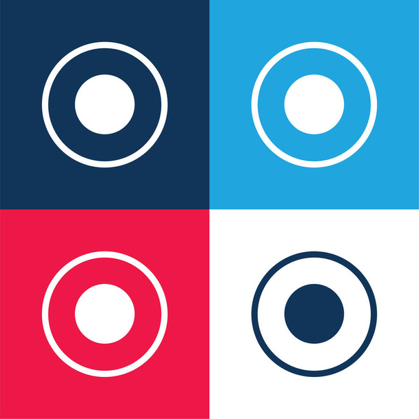 円のアトム円記号青と赤の4色の最小アイコンセット - ベクター画像