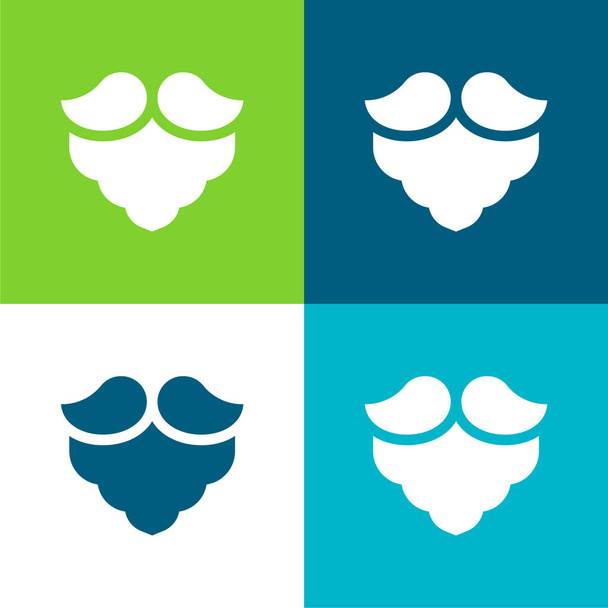 Борода плоские четыре цвета минимальный набор значков - Вектор,изображение