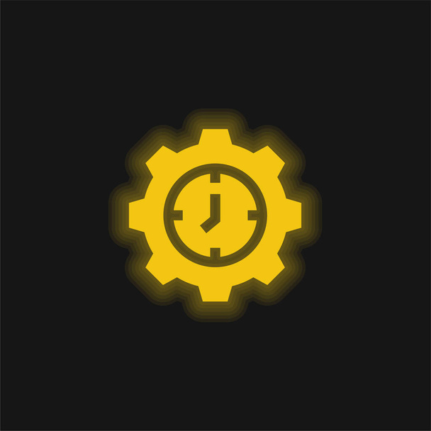 Ajustar amarillo brillante icono de neón - Vector, Imagen
