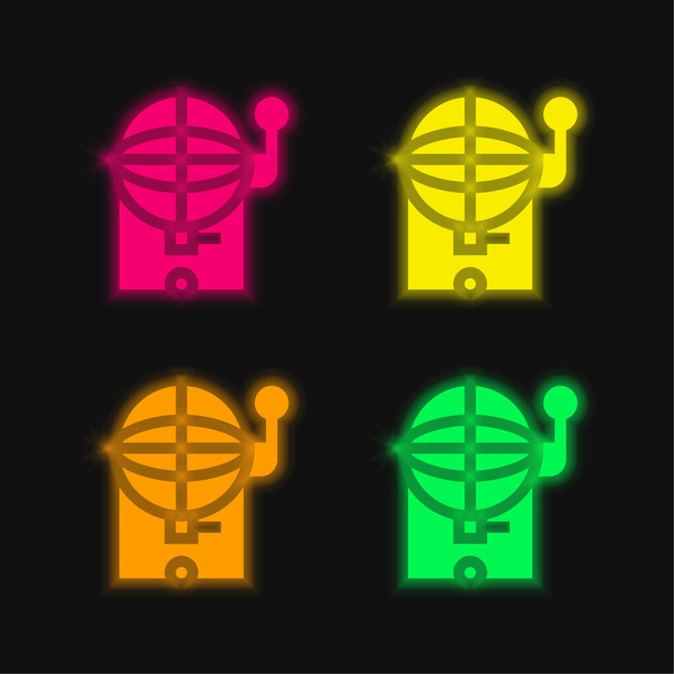 Bingo quattro colori luminosi icona vettoriale al neon - Vettoriali, immagini