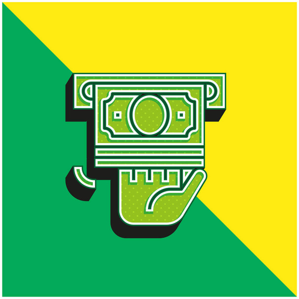 Geldautomat Grünes und gelbes modernes 3D-Vektor-Symbol-Logo - Vektor, Bild