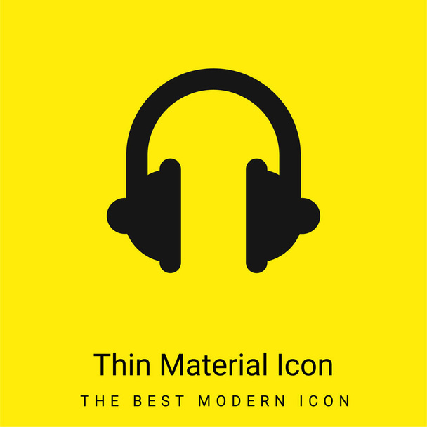 Fones de ouvido grandes mínimo ícone material amarelo brilhante - Vetor, Imagem