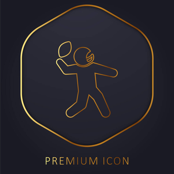 American Football Player línea dorada logotipo premium o icono - Vector, imagen