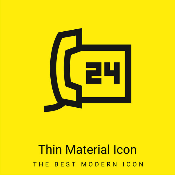 24 godziny Połączenia Service minimalna jasnożółty materiał ikona - Wektor, obraz
