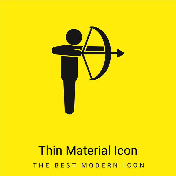 Tiro con arco mínimo icono de material amarillo brillante - Vector, Imagen